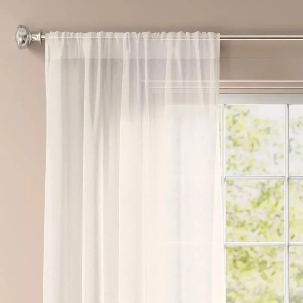 Threshold Light Filtering Textural Sheer White Curtain Panel 54